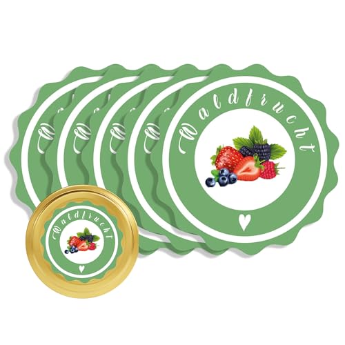 Apoidea – Marmeladen Etiketten selbstklebend 48 Stück/hochwertige Etiketten für Marmeladengläser/Aufkleber Marmeladengläser/Runde Etiketten selbstklebend Marmelade - Waldfrucht von Apoidea