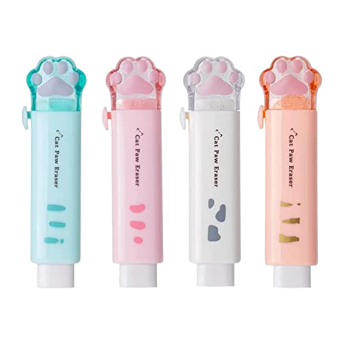 Aposous 4 STÜCKE Kawaii Push-Pull Design Katzenkralle Radiergummi Tragbarer Gummi Radiergummi Kinder Schule BüRobedarf von Aposous