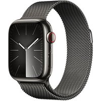 Apple Watch Series 9 41 mm Edelstahl (GPS+Cellular) Milanaise Loop  schwarz, graphit von Apple