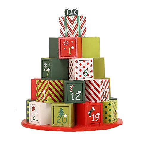 Weihnachts-Countdown-Kalender Holzkiste Papp-Adventskalender mit Geschenkschubladen Für Kinder Countdown bis Weihnachten Nachfüllbarer Holz-Adventskalender von Appoo