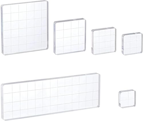 Acryl-Stempelblock, 6 Stück, verschiedene Größen, transparenter Stempelblock mit Gitterlinien, dekorative Montageblöcke, quadratisch, für Scrapbooking, Basteln, Kartenherstellung von Aprilzoth