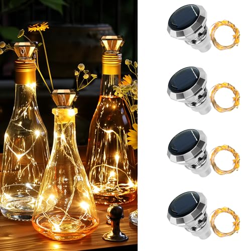 Apritsce Flaschenlicht Solar, 4 Stück LED Korken Flaschenlicht, 2m 20LEDs Lichterkette Korken Außen Solar, Lichterkette Flasche Für DIY Deko, Party, Garten, Hochzeit Deko von Apritsce