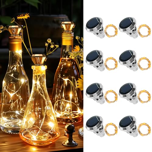 Apritsce Flaschenlicht Solar, 8 Stück LED Korken Flaschenlicht, 2m 20LEDs Lichterkette Korken Außen Solar, Lichterkette Flasche Für DIY Deko, Party, Garten, Hochzeit Deko von Apritsce