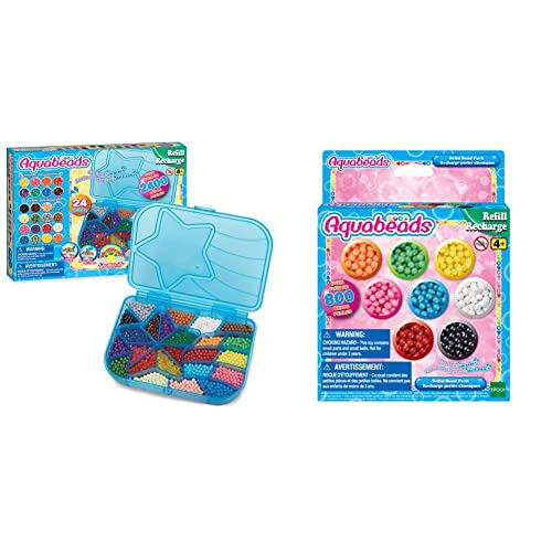 Aquabeads 31502 Maxi Perlen Nachfüllpack - Nachfüllset Nachfüllpack, 31.12 x 5.08 x 23.5 cm & Aquabeads 31517 Perlen, Multi Color, 18 cm von Aquabeads