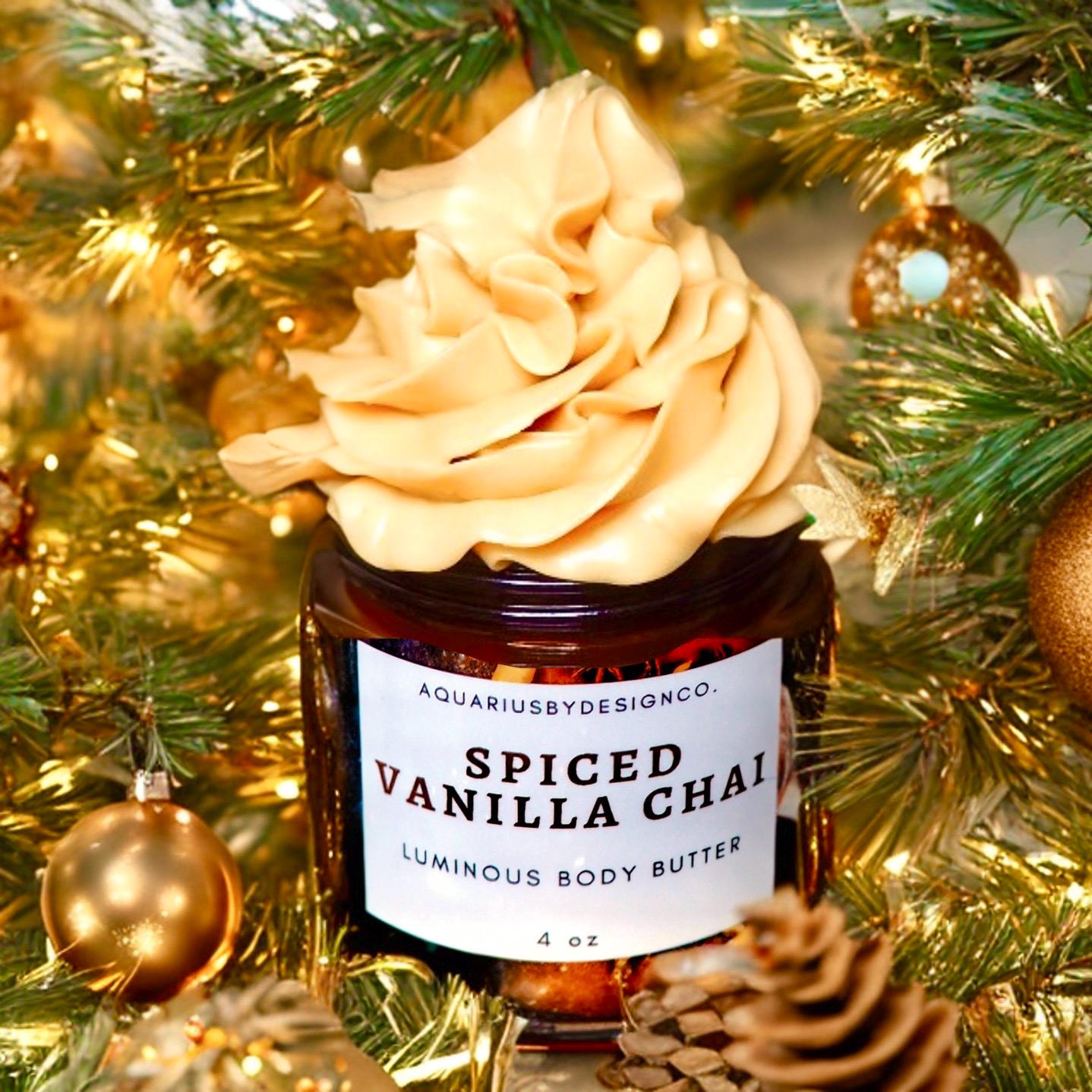 Gewürzte Vanille Chai Leuchtende Körperbutter Sheabutter Weihnachtsgeschenke Schlagseife & Rasiercreme Hautpflege Bad Dusche Körperwäsche von AquariusbyDesignCo