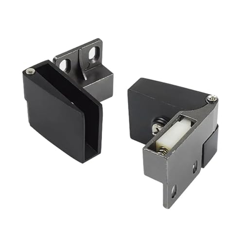 Aqxybgt 1 Paar selbstschließende Glastürscharniere for Kleiderschrank, Schrank, ohne Bohren, seitlich montiertes Scharnier, rahmenlose Klemme, Zinklegierungs-Hardware (Color : Black) von Aqxybgt