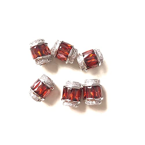 Aqxyedc 10 stücke 9.5x12mm transparent rot Kehre Pave Big Hole Spacer Perlen for Schmuck Halskette Armband Ohrring handgefertigt DIY. Zubehör wanglan(Silver) von Aqxyedc