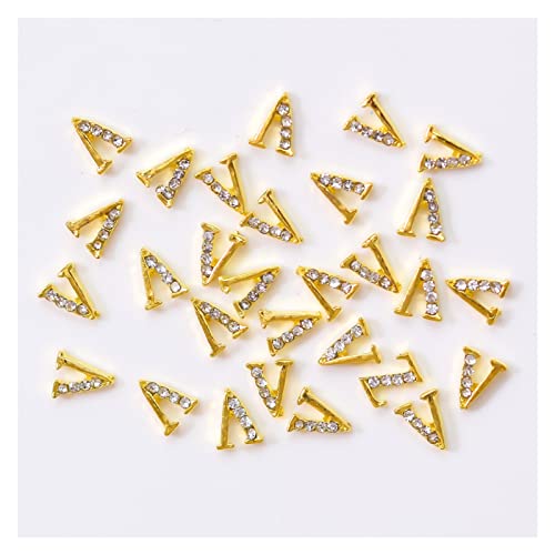 Aqxyedc 100 stücke Gold Zirkon-Legierung 3D A-Z 26 Englische Buchstaben mit Glitzerkristallrhinestone for Nägel DIY. Manikürezubehör H26. wanglan(Color:22) von Aqxyedc
