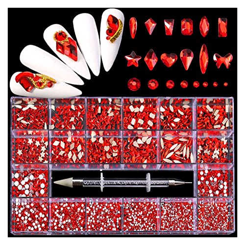 Aqxyedc 5000 Stücke Super -Set Multi -Size -Kristall Ab Nagel -Strass -Bohrer Stifte verschiedene Formen 3D Nail Art Decoration Accessoires wanglan(Color:Grün) von Aqxyedc