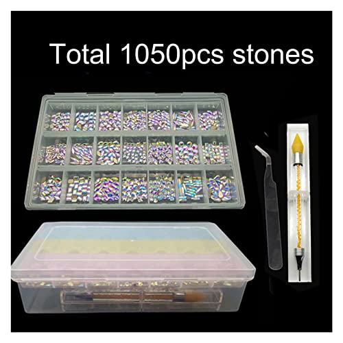 Aqxyedc 5000 Stücke Super -Set Multi -Size -Kristall Ab Nagel -Strass -Bohrer Stifte verschiedene Formen 3D Nail Art Decoration Accessoires wanglan(Color:Ivory) von Aqxyedc