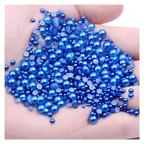 Aqxyedc Halb runde Flachback Perlen Perlen 1000 Stück 14 mm Farben Kleber auf Harzjuten for Kleiderkleiderschuhe DIY Schmuckzubehör wanglan(Color:33 blue) von Aqxyedc