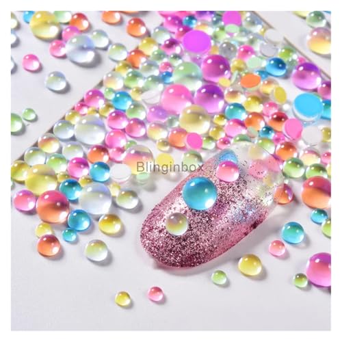 Kuaizi SS20 1440 Stück Meerjungfrau Glitzer Tropfen 3D Nail Art Dekorationen Strass Glänzende lichtempfindliche Glaskristall Strass Perlen Maniküre Jingxin(Mix Color) von Aqxyqaz