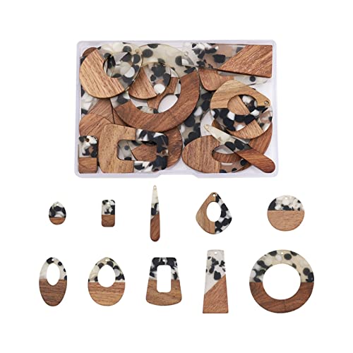 Aqxyxsw 18~30pcs / Box Harz & Holz Geometrische Anhänger Mischen Form for Schmuckherstellung DIY. Ohrringe Halskettenhandwerk Zubehör lingli(Pure Gold Color) von Aqxyxsw