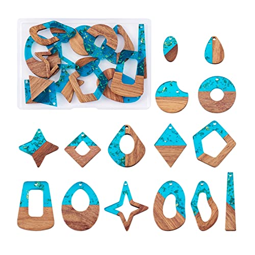 Aqxyxsw 18~30pcs / Box Harz & Holz Geometrische Anhänger Mischen Form for Schmuckherstellung DIY. Ohrringe Halskettenhandwerk Zubehör lingli(Rose Gold Color) von Aqxyxsw