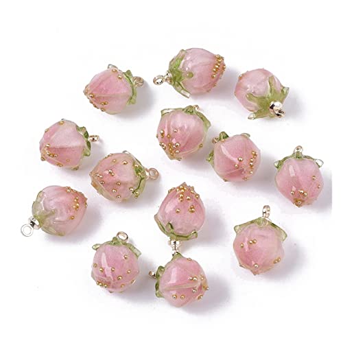 Aqxyxsw 20 stücke handgemachte natürliche echte getrocknete blume anhänger rosa knospe form harz charme perlen mit epoxidharz schmuck DIY. Ohrringe lingli(Rosa) von Aqxyxsw