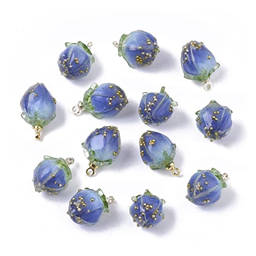 Aqxyxsw 20 stücke handgemachte natürliche echte getrocknete blume anhänger rosa knospe form harz charme perlen mit epoxidharz schmuck DIY. Ohrringe lingli(Royal Blue) von Aqxyxsw