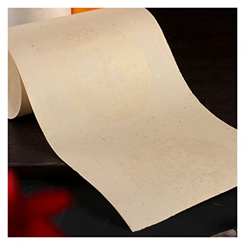 Aqxyxsw Kalligrafie-Malerei Halbreifes Xuan-Papier Chinesisches Reispapier Lange Rollenbürste Kalligrafie-Schreiben Drachenmuster Goldfolienpapier lingli(A,0.34x100m) von Aqxyxsw