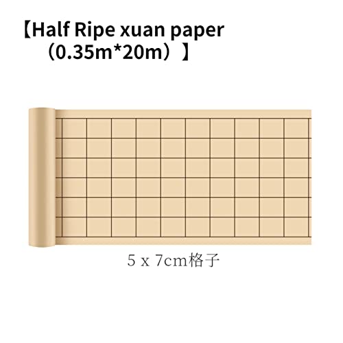 Aqxyxsw Lange Rolle Xuan-Papier, dickes, halbreifes Reispapier mit rechteckigem Gitter, Schülersiegel, offizielles Skript, Pinselstift, Übungspapier lingli(B1) von Aqxyxsw
