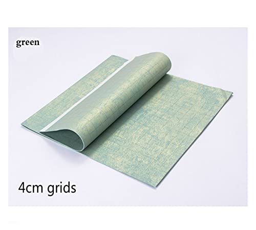 Aqxyxsw Retro-Kalligraphie-Xuan-Papier, halbreifes Reispapier mit Gittern, verdicken chinesisches Kalligraphie-Reispapier, handgefertigtes Xuan-Papier lingli(Green 4cm grids) von Aqxyxsw