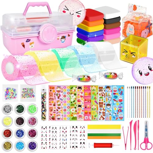 Aragallant Nano Tape Bubbles Set für Kinder, 74 Stücke Nano Tape Craft Kits, Nano Tape Bubbles klebeband, Blowing Bubble Tape mit Pailletten Aufkleber DIY Party Favors Geschenke von Aragallant