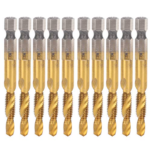 10pcs Hex Shank Screw Tap M6 -Drill 5.0 Beschichtete Hochhärte Spiralflöte -Tap -Zubehör Zum Bohren, Tippen und Gegenangst von Aramox