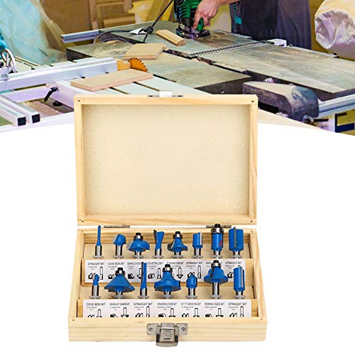 15pcs Router Bit Set 1/4-Zoll Universal Griff Holzbearbeitung Router Sturdy Legierungstahl, YG8-Wolfram-Carbidblätter, Anhaltende Leistung mit Hauptstruktur 1/4-Zoll 15pcs Router Bit Set 1/4-Zoll Universal Griff Holzbearbeitung Router Sturdy Legierungstahl, YG8-Wolfram-Carbidblätter, Anhaltende Leistung mit Hauptstruktur 1/4-Zoll von Aramox