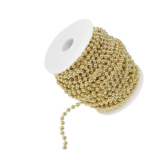 82 Fuß Lange Rolle mit Goldener Perlenkette, 6 Mm Galvanisierte FWire-Perlen für Weihnachten, Hochzeiten und Partys (GOLD) von Aramox