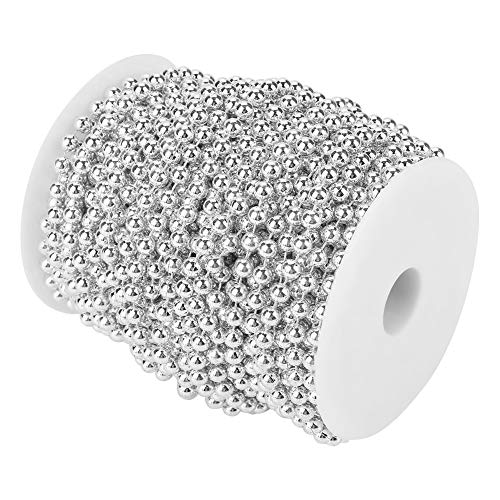 82 Fuß Lange Rolle mit Goldener Perlenkette, 6 Mm Galvanisierte FWire-Perlen für Weihnachten, Hochzeiten und Partys (SILVER) von Aramox