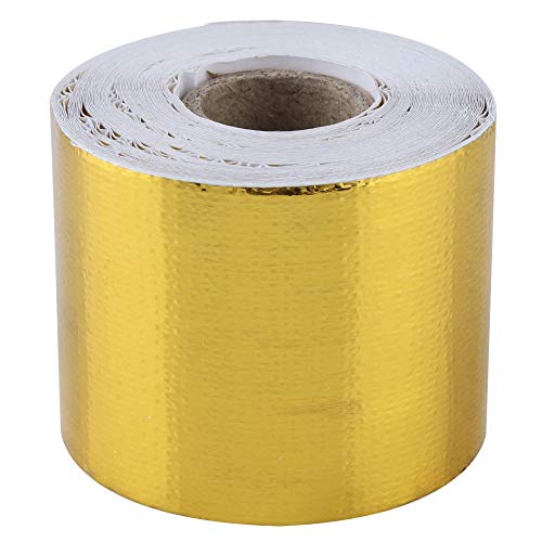 Aluminium Klebeband, Klebeband Goldband 1 Rolle Goldenes Auto Aluminium Folien Klebeband Haftendes Reflektierendes Hitzeschild Wickelband für Motorleitungen Auspuffrohre (10M*5CM) von Aramox