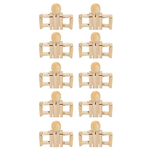 DIY Bemalung Holzroboter Menschenfiguren aus Holz, Gelenkfiguren aus Holz für Künstlermodelle, Packung mit 10 Unvollendeten Robotermännern für Schreibtischspielzeug, Ornament von Aramox