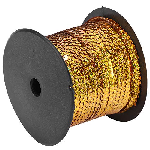 Goldene 6-mm-Paillettenschnur, 100 Yard für Stoff-, Bastel- und Nähprojekte, Dekoratives Accessoire mit Metallischem Paillettenseil für Kostüme, Theaterproduktionen (100 von Aramox