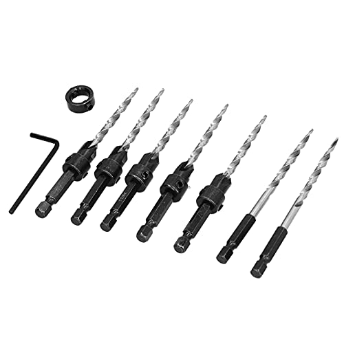 Holzbohrer und Senkbohrer Set, 1/4 Hex Shank Countersink Drill Bit mit Kragen-Schraubenschlüssel, 11/64 Senkbohrer Set für Holz von Aramox