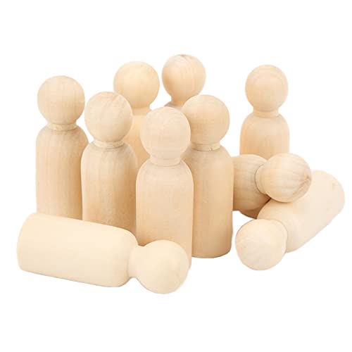 Holzpflockpuppen, 10 Stück, Glatte und Sichere Holzpuppen mit Markern, Farbfilz für die Dekoration, Entwicklung Praktischer Fähigkeiten für Ornamente (75MM Junge) von Aramox