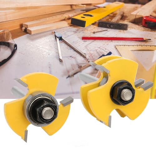 Langlebiger 3-Teth-T-Shape-Router-Bit 1/4 Wellenholzwerkzeug für Holz-MDF-Spanplatte, 2 PCS-Kit für Vielseitige Verwendung Langlebiger 3-Teth-T-Shape-Router-Bit 1/4 Wellenholzwerkzeug für Holz-MDF-Spanplatte, 2 PCS-Kit für Vielseitige Verwendung von Aramox