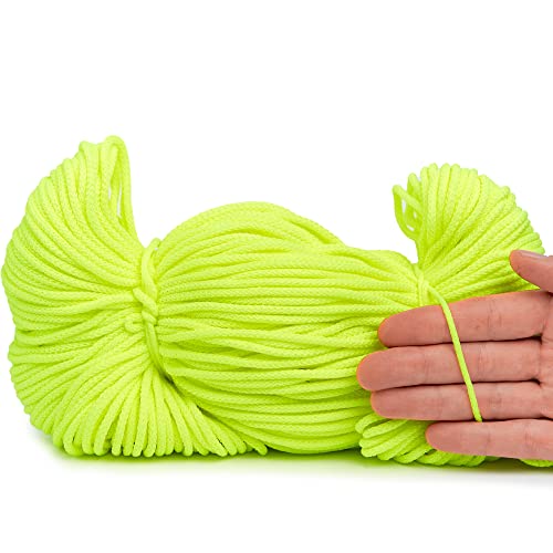 100m Kordel, Stärke 3 mm, 100% Polyester, universal Polyesterkordel, neon gelb von Aranato