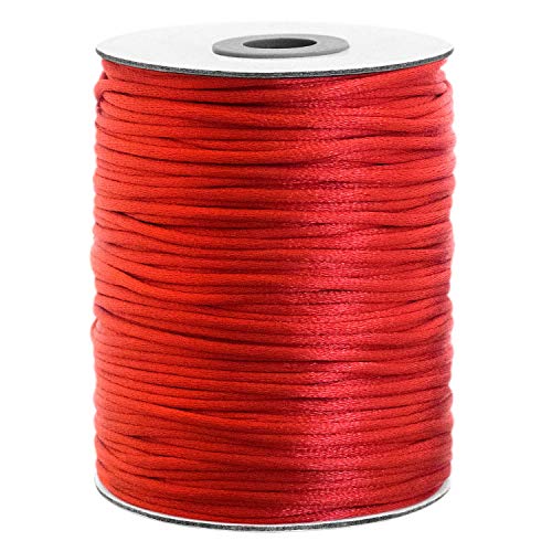 Satinkordel 100 Meter 2mm dick Große Spule Vielseitig einsetzbar Rot von Aranato