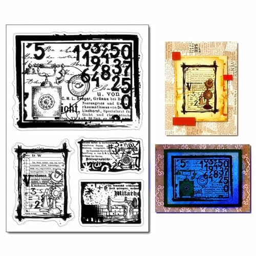 Arbuya Transparente Stempel im Vintage-Retro-Stil, für Kartenherstellung oder Journaling, Zahlen, Hintergrund, Gummistempel, transparente Silikonstempel für Scrapbooking, Junk-Tagebücher, Fotoalbum, von Arbuya
