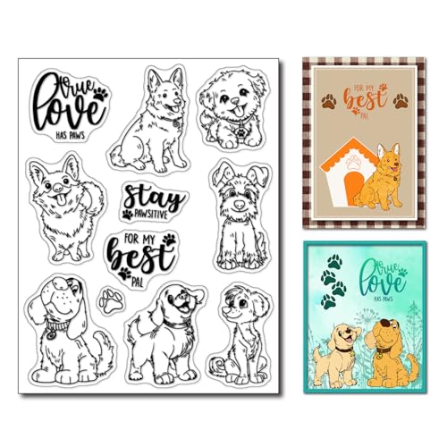 Arbuya Transparenter Stempel für Kartenherstellung Welpe Corgi Schnauzer Hund Silikon Clear Stamp Pet Seals Gummistempel für DIY Scrapbooking Journals Dekoratives Fotoalbum Dekorativ von Arbuya