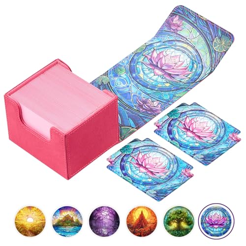 Arcane Fortress MTG Deck Box – Commander Deck Box für 120 Karten mit Kunstinnenseite – Leder-Trennwände, Nano-Faser außen, Magnetverschluss – perfekt für Magic: The Gathering, TCG – Pink von Arcane Fortress