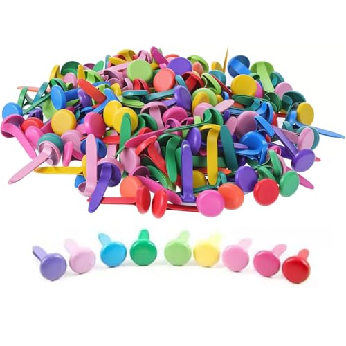 Arcjunys Musterbeutelklammern Musterklammern Rundkopfklammern Bunte Mini Brads Musterbeutelklammer Briefklammern Split Pins Scrapbooking Brads Für Büro Papier Basteln Handwerk DIY 100 Stück von Arcjunys