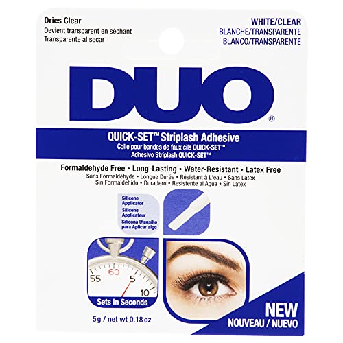 ARDELL DUO Wimpernkleber Transparent mit Schnelltrocken-Formel | Das Original für falsche Wimpern zum Kleben mit extra starkem Halt | Quickset mit Silikon Applikator Clear, wasserfest, 5gr. von Duo