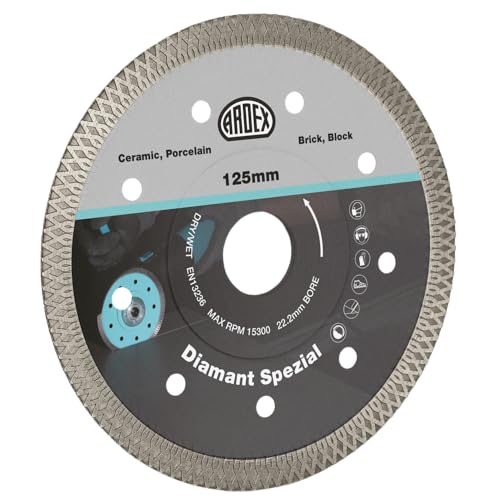 Ardex Diamant Trennscheibe Spezial 125 mm Professional Diamanttrennscheibe für Stein, Beton, Keramik, Porzellan, Ziegel von Ardex