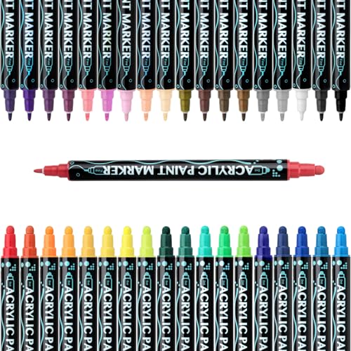 Arecobticy Marker, Permanentmarker, 12/24/26/30 Farben, doppelseitiger Acryl-Marker, wasserfester Acrylstift für Kinder, Zeichnen, Kartenherstellung, Scrapbooking von Arecobticy