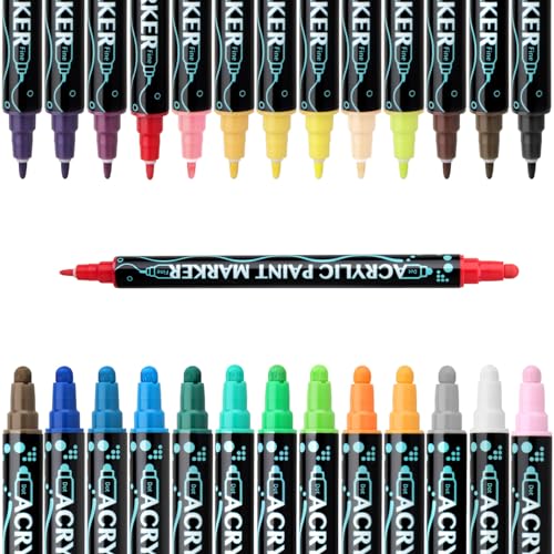 Arecobticy Marker, Permanentmarker, 12/24/26/30 Farben, doppelseitiger Acryl-Marker, wasserfester Acrylstift für Kinder, Zeichnen, Kartenherstellung, Scrapbooking von Arecobticy