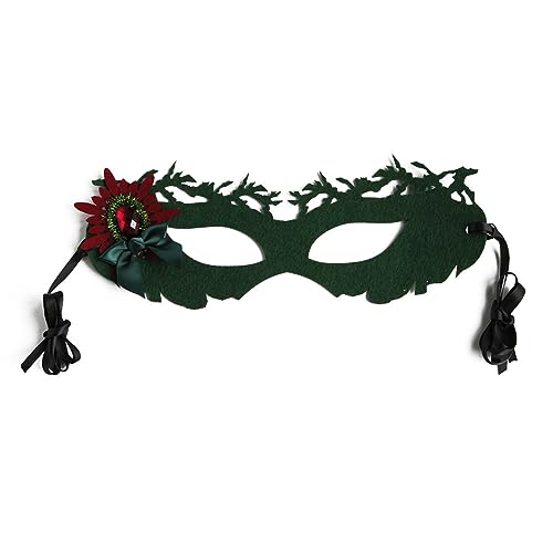 Arecobticy Yapailang Maskerade-Maske, elegante grüne Maskerade-Maske mit Schleife und Strasssteinen für Weihnachtsfeier, stilvolle Halbgesichtsmaske, Waldmotiv von Arecobticy