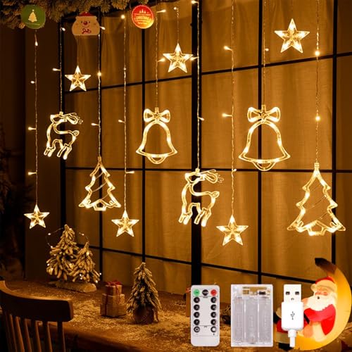 Arespark LED Lichterkette, 3.5m Weihnachtsbeleuchtung, 8 Modi, IP44 Lichtervorhang Batteriebetriebe+USB, Weihnachtsdeko Innen, Ideal für Fenster Balkon Garten Hochzeit Party Weihnachten von Arespark