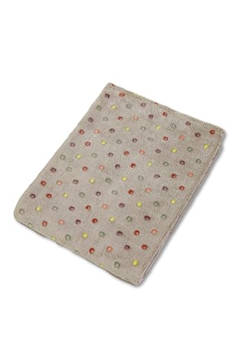 80 x 100 Babydecke-ultraweiche Babydecken aus Plüschstoff-für Jungen und Mädchen, für Kinderbett und Kinderwagen, beige Farbe mit Tupfen von Ari Baby Textile Atelier