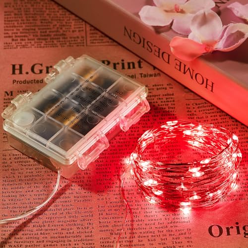 Ariceleo 20m 200 LED Wasserdichte Lichterkette, Batteriebetrieben, 1 Packung Rot Kupferdraht-Lichter mit Fernbedienung, Timer & Funkelmodus, Ideal für Schlafzimmer Hochzeit Weihnachtsdekoration von Ariceleo