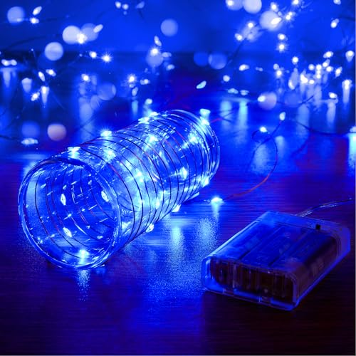 Ariceleo 5 Meters LED Lichterkette - 1 Packungen, Blau, 50 LEDs, 3*AA batteriebetrieben mit Timer und Funkelmodus, ideal für Weihnachten und Hochzeiten von Ariceleo