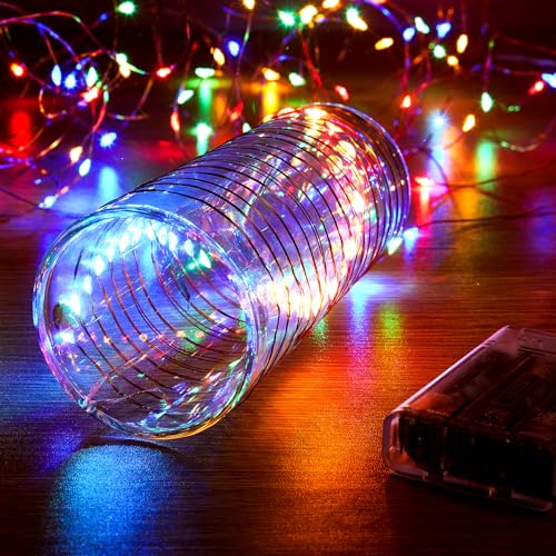 Ariceleo 5 Meters LED Lichterkette - 1 Packungen, Multi-colored, 50 LEDs, 3*AA batteriebetrieben mit Timer und Funkelmodus, ideal für Weihnachten und Hochzeiten von Ariceleo